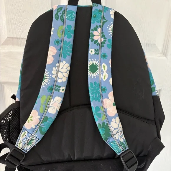 L.L.Bean Floral School Backpack Blue Green Book Bag Laptop Travel Bag - Picture 6 of 12